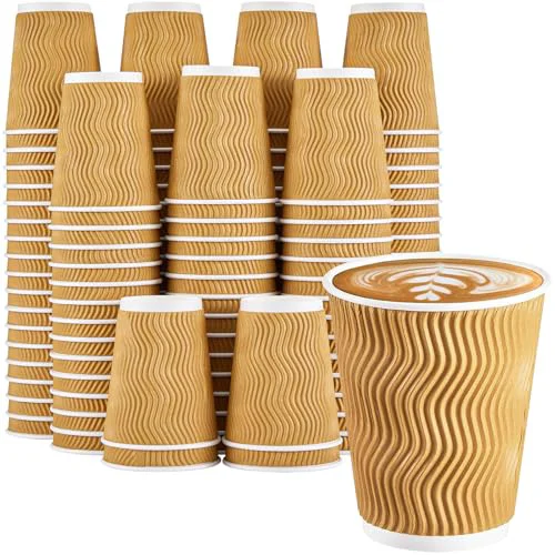 Fast 150 Pack 8 oz Disposable Paper Coffee Cups Insulated Champagne 150 Count Luxury