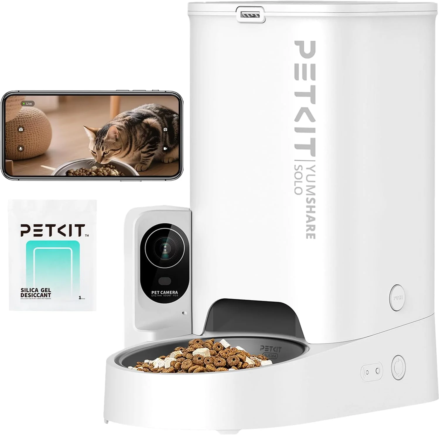 High-End PETKIT Automatic Cat Feeder with Camera 1080P HD Video with Night Vision 2.4G WiFi Pet Feeder for Cat Small Dog 2-Way Audio Meal Call Pet Food Dispenser with Desiccant Bag Motion Capturing Verified