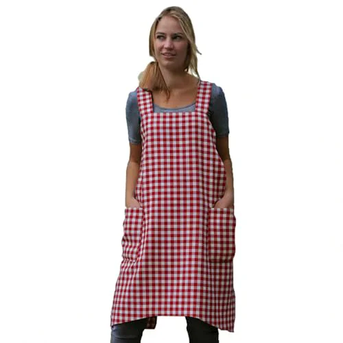 Fashionable Women's Pinafore Square Apron Baking Cooking Gardening Works Cross Back Cotton Enhanced