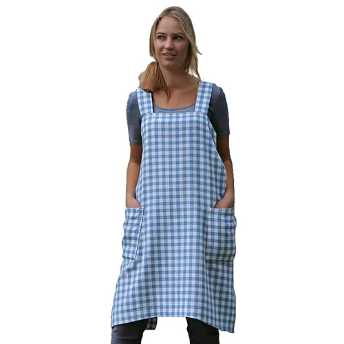 Quality Women's Pinafore Square Apron Baking Cooking Gardening Works Cross Back Cotton Responsible