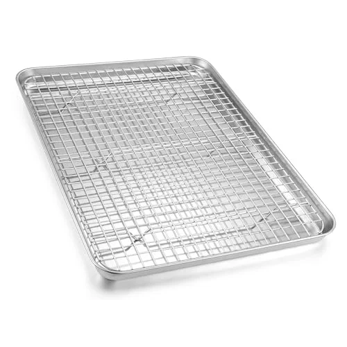 Durable Half Baking Sheet with Wire Rack 2 Count Refined