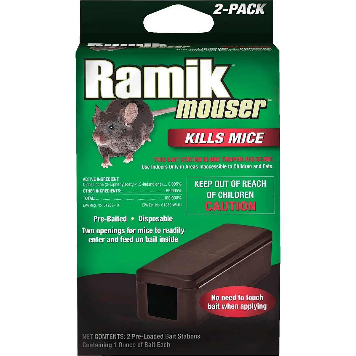 Innovative Ramik Mouser Disposable Mouse Bait Station 2-Pack Efficient