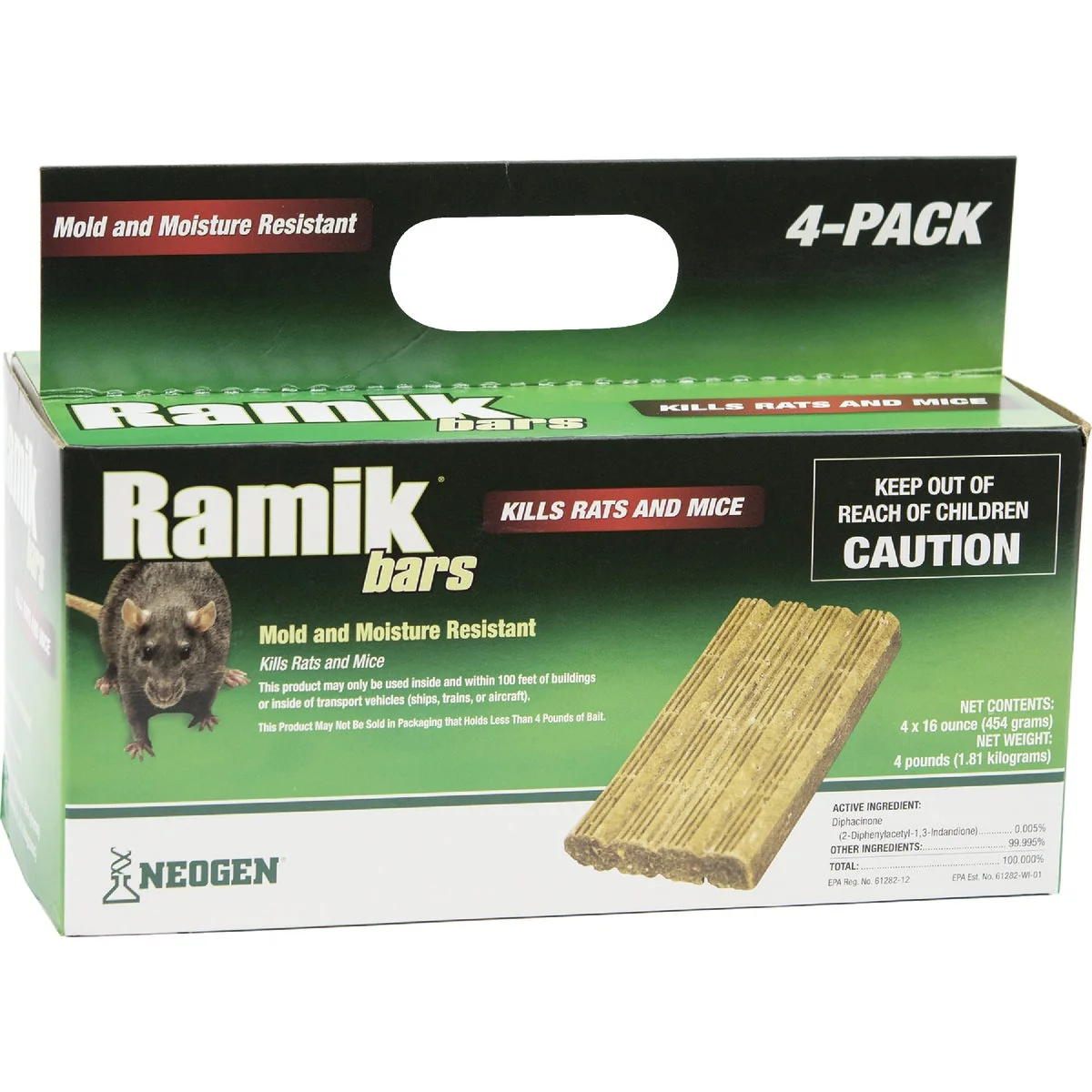 Easy-to-Use Ramik Bar Rat And Mouse Poison 4 per Box Luxury