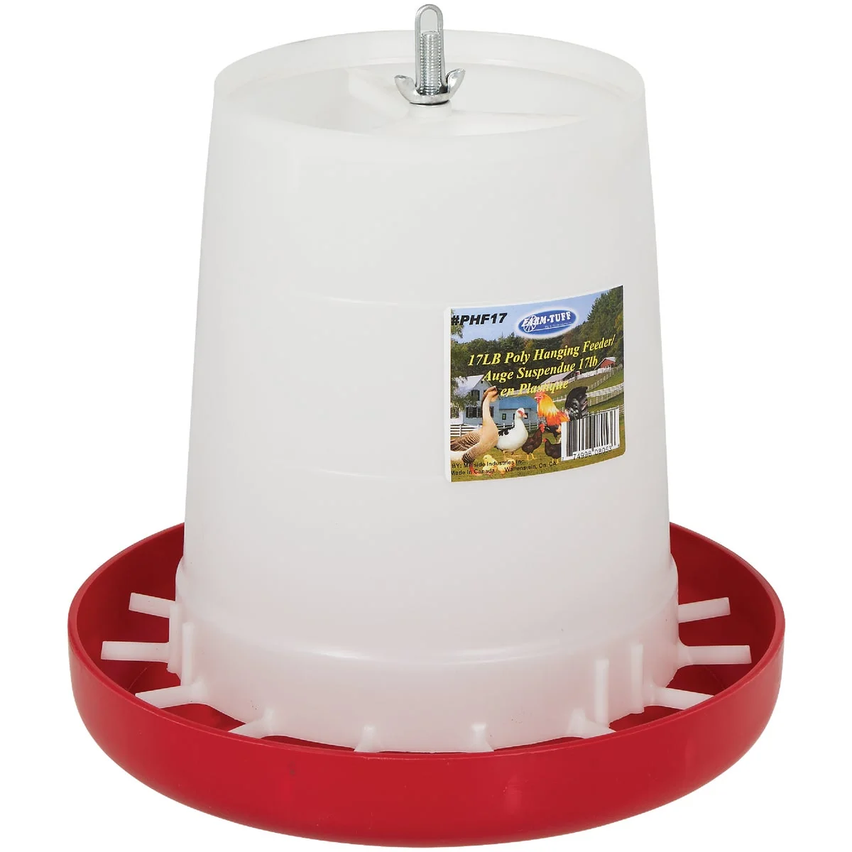 Clean Farm-Tuff 17 Lb. Capacity Hanging Plastic Poultry Feeder Authentic