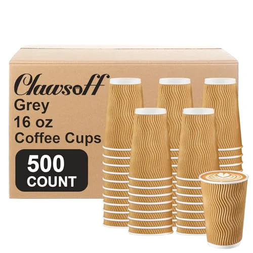 Lightweight 500 Pack 16oz Insulated Disposable Paper Coffee Cups Champagne 500 Count Safe