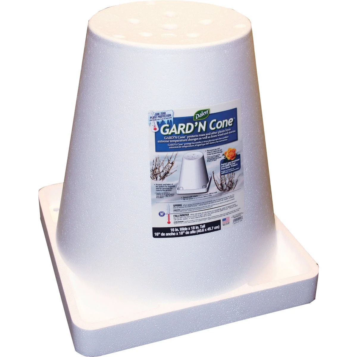 Long-Lasting Gardeneer Styrofoam White 18 In. Rose Cone Natural