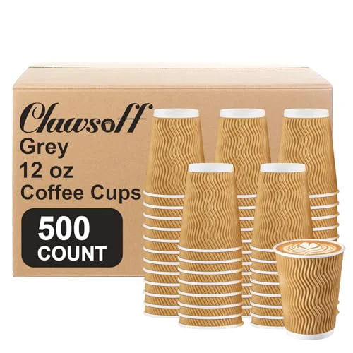 Lightweight 500 Pack 12oz Insulated Disposable Paper Coffee Cups Champagne 500 Count Official