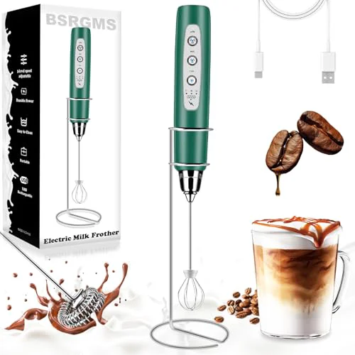 Relaxed Milk Frother Wand Rechargeable Handheld Whisk Coffee 3 Speed Adjustable Enhanced