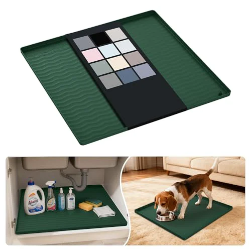 Outstanding Waterproof Silicone Under Sink Mat 19'' x 19'' Shelf Liner for Kitchen and Bathroom Optimized