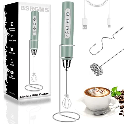 Official Milk Frother Wand Rechargeable Handheld Whisk Coffee 3 Speed Adjustable Outstanding