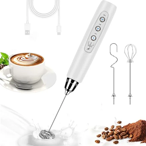Eco-Friendly Milk Frother Wand Rechargeable Handheld Whisk Coffee 3 Speed Adjustable Organic