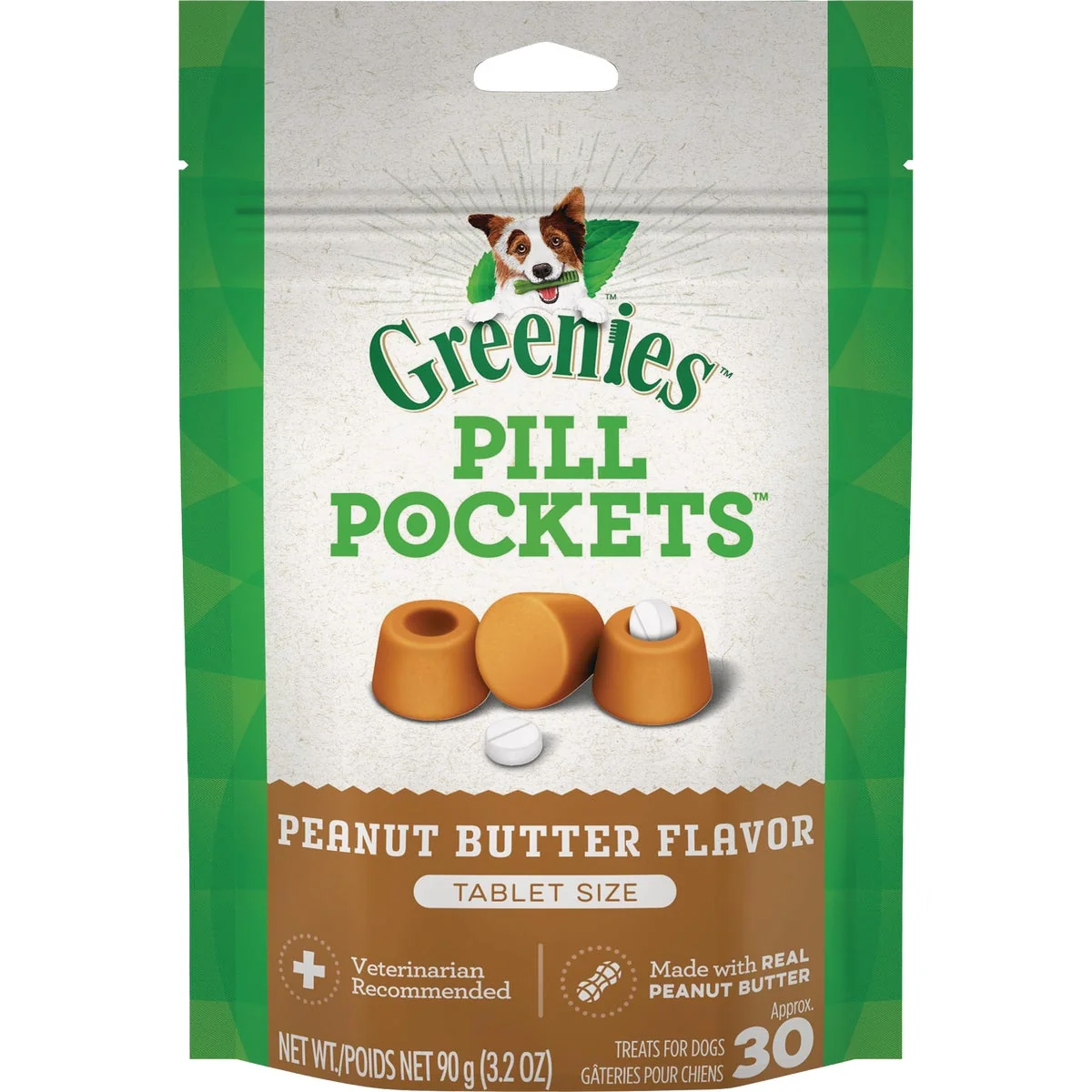 High-Grade Greenies Tablet Pill Pockets Peanut Butter Flavor Chewy Dog Treat 30-Pack Professional