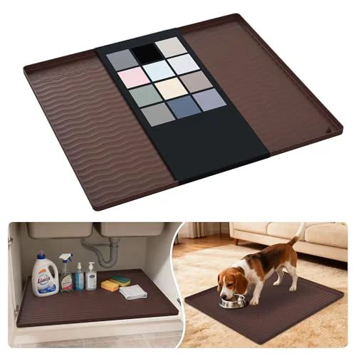 Fine Crafted Waterproof Silicone Under Sink Mat 25'' x 22'' Shelf Liner for Kitchen and Bathroom Smart