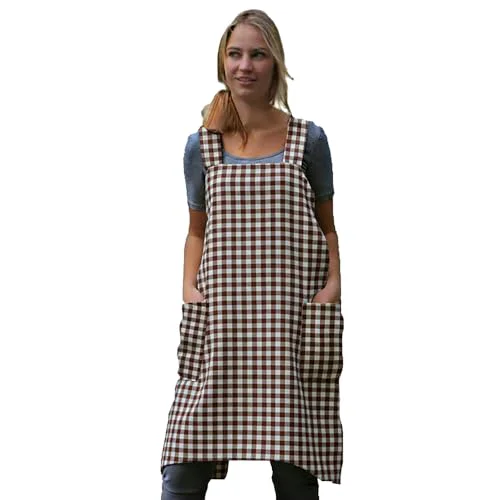 Efficient Women's Pinafore Square Apron Baking Cooking Gardening Works Cross Back Cotton Prestigious