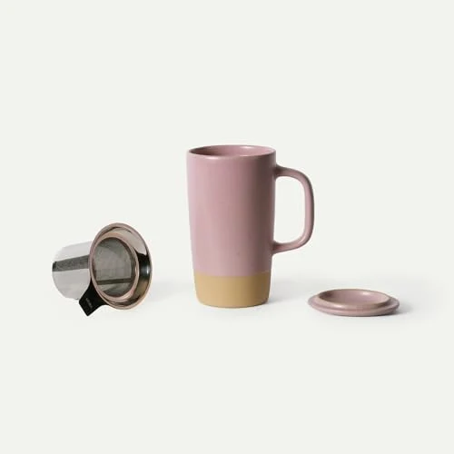 Selected Mora Ceramics Large Tea Mug with Loose Leaf Infuser and Ceramic Lid Organic