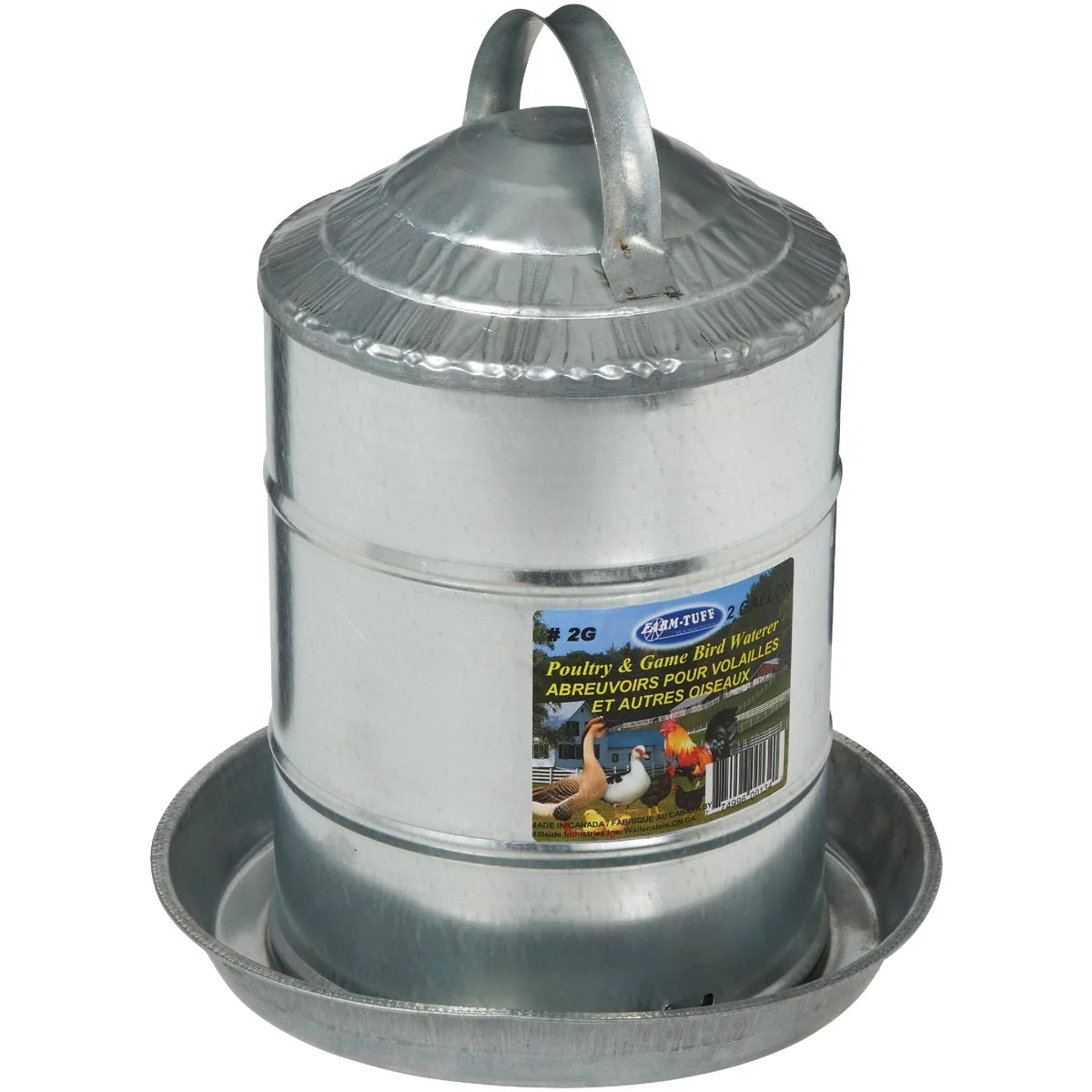 Pure Farm-Tuff 2 Gal. Galvanized Poultry Fountain High-Performance
