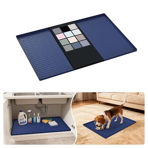 Original Waterproof Silicone Under Sink Mat 28'' x 22'' Shelf Liner for Kitchen and Bathroom User-Friendly