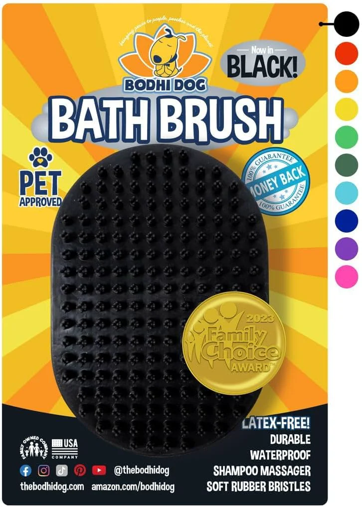 Contemporary Bodhi Dog Shampoo Brush - Pet Grooming Bath Supplies for Dogs and Cats - Bath Brush for Long Short Hair - Premium Scrubber for Shower Bathing Massage One Pack Black User-Friendly