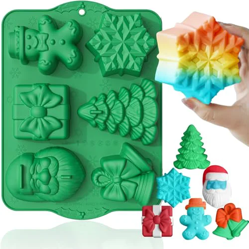 Practical Large Christmas Silicone Molds for Baking Cake Muffins Oven Safe zing Soap Candle Cocoa Bomb Food Grade Tray Soft