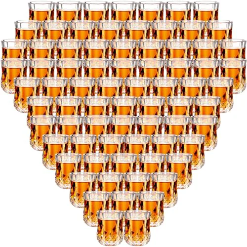 Premium 100 Pcs 1.7 oz Mini Shot Glasses Set Whiskey Tasting Glasses Heavy Duty Base Clear Shot Cup Cute Cordial Mini Wine Cups for Bourbon 100 Count Fine