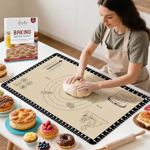 Enhanced Extra Thick Silicone Baking Mat with 10 Easy Recipes Functional