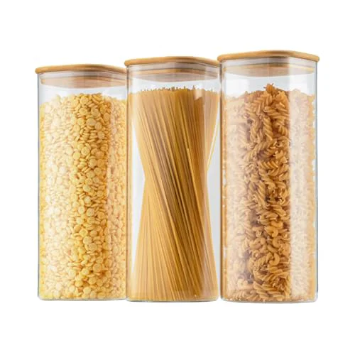 Casual 71oz 2.2Qt Square Glass Storage Containers with Lids 3 3 Count High-Quality