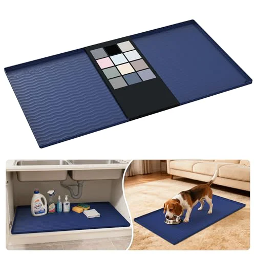Eco-Friendly Waterproof Silicone Under Sink Mat 40'' x 22'' Shelf Liner for Kitchen and Bathroom Recyclable
