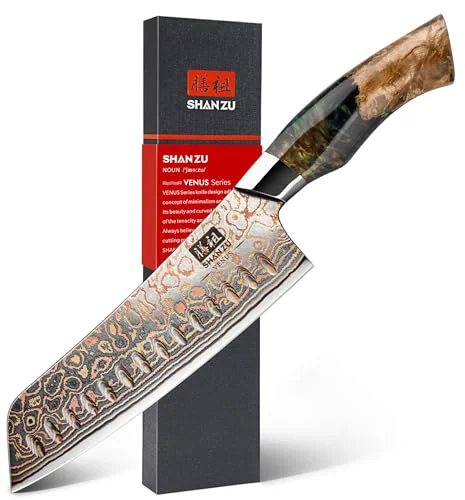 Enhanced Damascus Santoku Knife 7 inch Pure