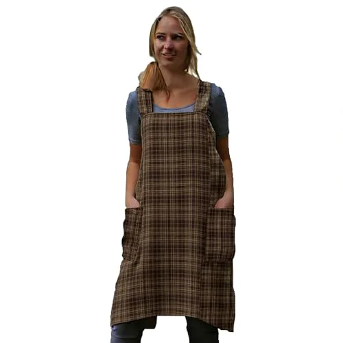 Stylish Women's Pinafore Square Apron Baking Cooking Gardening Works Cross Back Cotton Contemporary