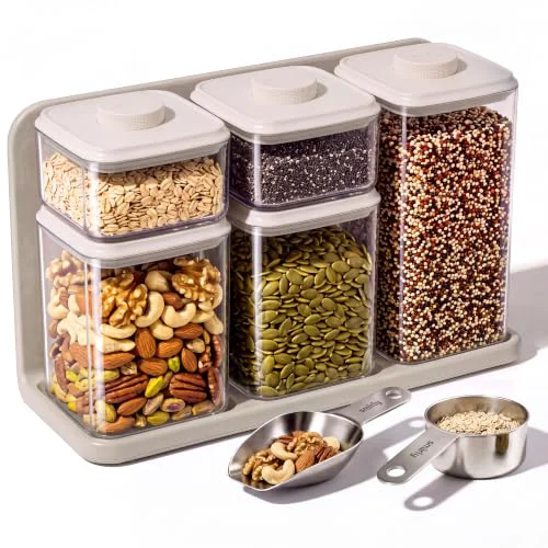 Expertly Made Glass Airtight Food Storage Containers with Pop Lids 5 Count Elegant