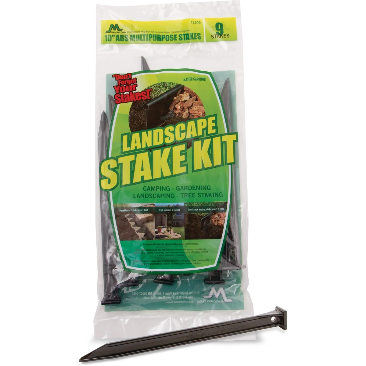 Sophisticated Master Gardener 10 In. ABS Black Multipurpose Landscape Stakes 9-Pack Smart