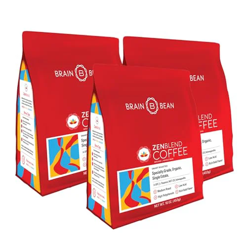 Expertly Made Zen Blend Organic Coffee Whole Bean with Caprylic Acid MCT 48 Ounce Minimalist