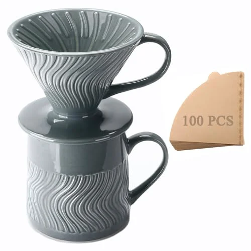 Safe Pour Over Coffee Maker with 100 Sheets of Paper Filter Classic