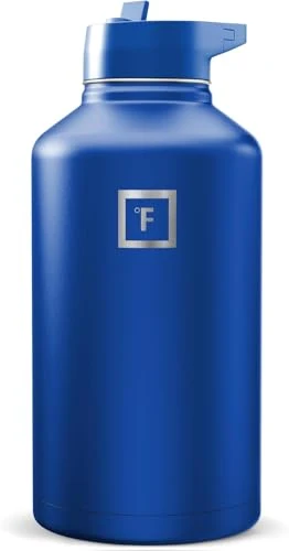 Outstanding 64 oz Wide Mouth Water Bottle with Straw Solid