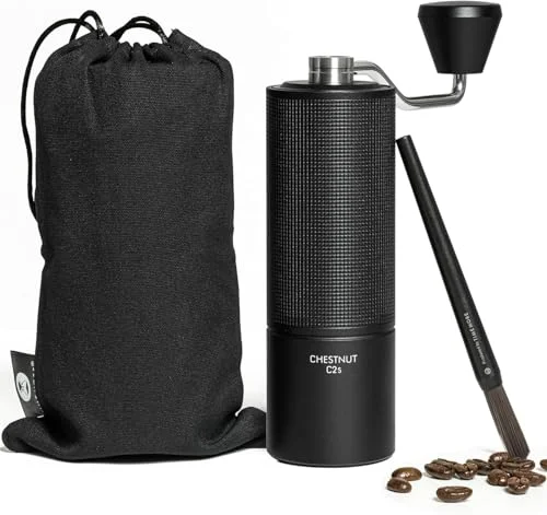 Pure Chestnut C2S Manual Coffee Grinder Capacity 25g with CNC Stainless Steel Conical Burr Secure