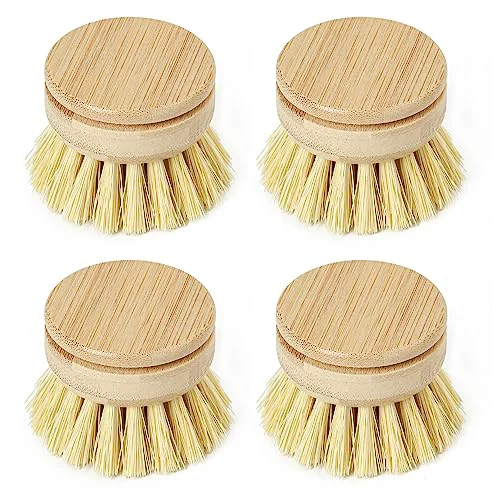 Healthy Soft Dish Brush Heads • 4 Pack Sisal Refills 4 Count Classic