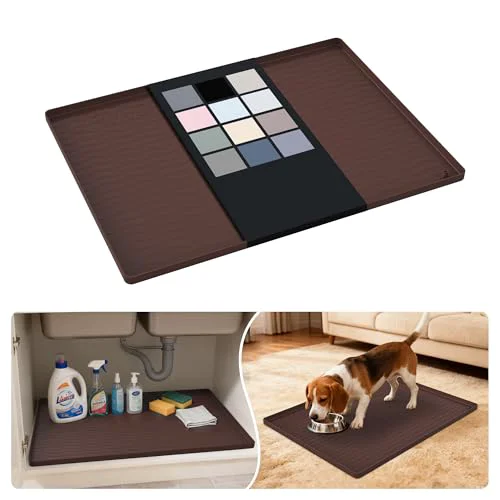 Trusted Waterproof Silicone Under Sink Mat 25'' x 19'' Shelf Liner for Kitchen and Bathroom Casual