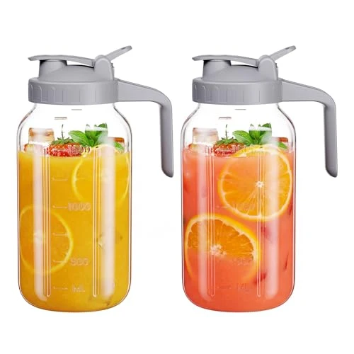 Quality Glass Pitcher with lid 2 Count Fine
