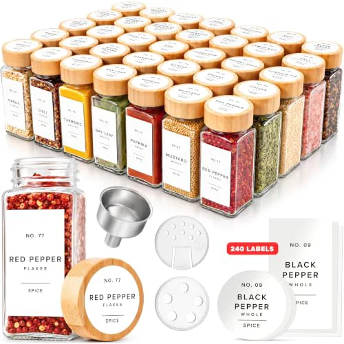 Verified Glass Spice Jars with Label 36 Count Exceptional