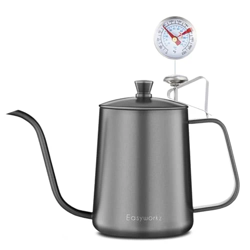 User-Friendly Gage Gooseneck Pour Over Coffee Kettle 20 oz with Thermometer Stainless Steel Hand Drip Coffee Pot With Long Narrow Spout High-End
