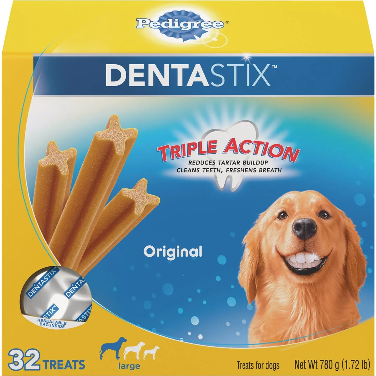 Expertly Made Pedigree Dentastix Large Dog Flavor Dental Dog Treat 32-Pack Classic