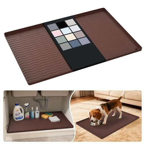 Expertly Made Waterproof Silicone Under Sink Mat 28'' x 19'' Shelf Liner for Kitchen and Bathroom Next-Generation