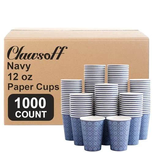 Original Design 1000 Pack Paper Cups 12 oz Bulk Disposable Coffee Cups Navy Floral 1000 Count Exclusive