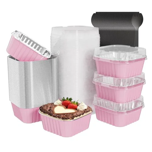 Stylish 100Pack Mini Cake Pans with Lids 100 Count Functional