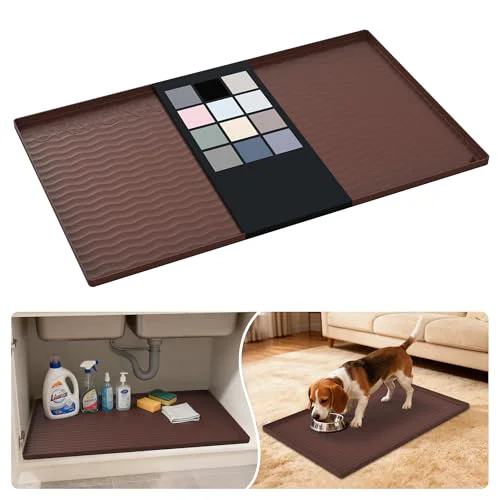Carefully Designed Waterproof Silicone Under Sink Mat 31'' x 19'' Shelf Liner for Kitchen and Bathroom Fine Crafted