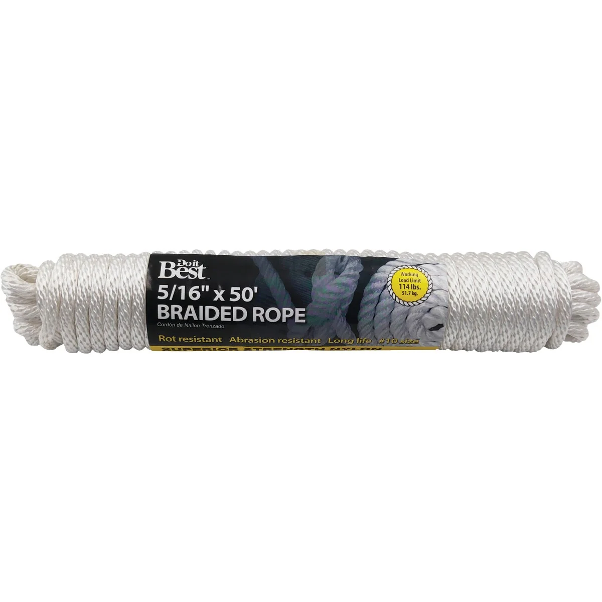 Effective Do it 5 16 In. x 50 Ft. White Braided Nylon Packaged Rope Practical