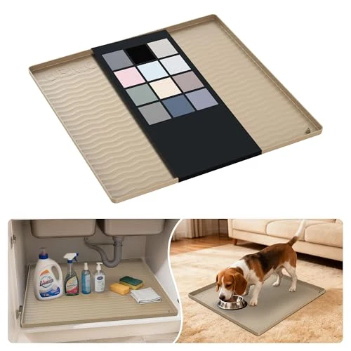 Powerful Waterproof Silicone Under Sink Mat 19'' x 19'' Shelf Liner for Kitchen and Bathroom Sustainable