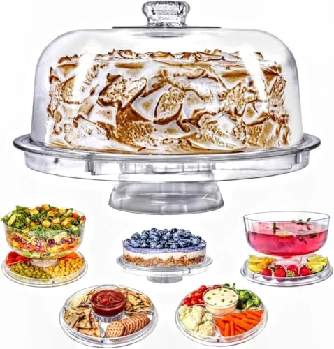 Stylish Cake Stand with Dome Cover 6 Count Fine