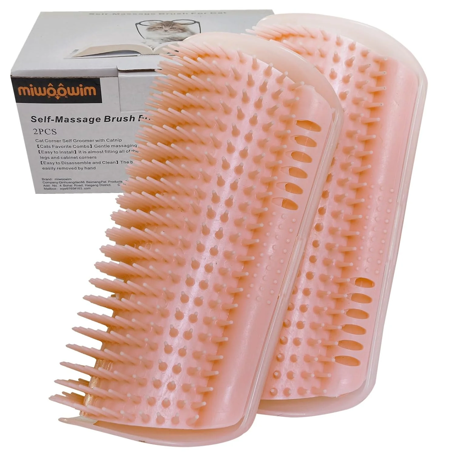 Flexible Cat Self Groomer Extended 6.1 2 Pack Pink Wall Corner Self Grooming Brush for Indoor Cats Kitten Long Short Fur Massage Comb Dependable