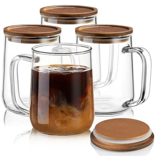 Sophisticated Glass Coffee Mugs 4 Count Recyclable
